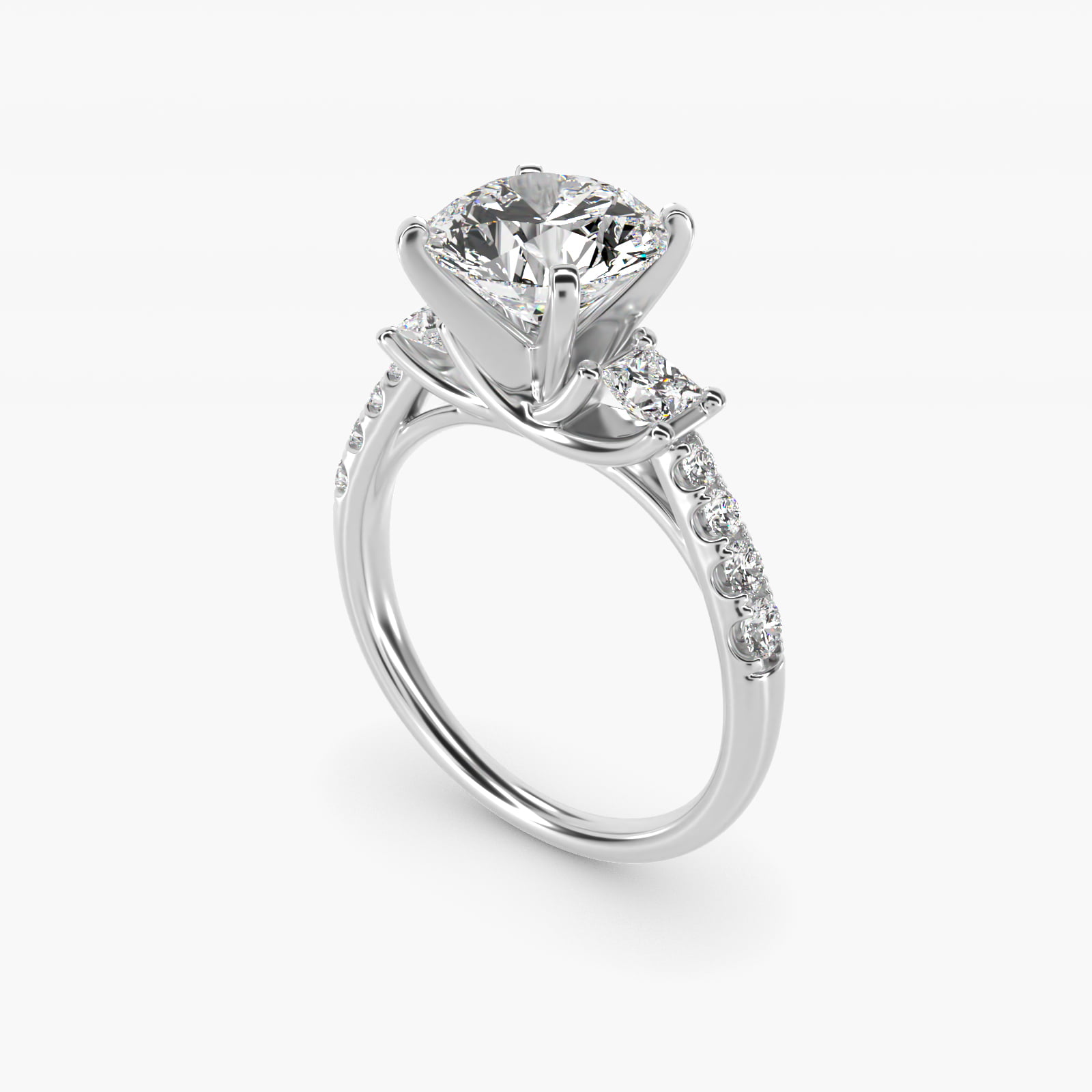 Now + Forever Three-Stone Lab-Grown Diamond Engagement Ring Setting 5/8 ...